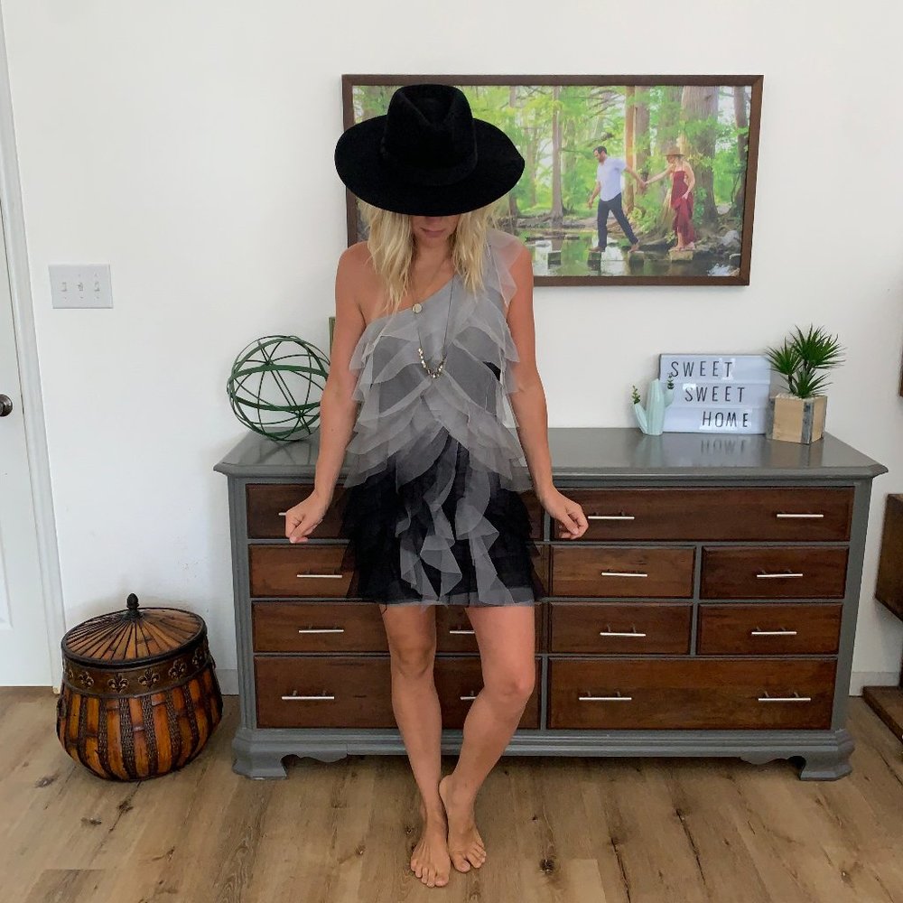 BCBG one-strap ombré ruffle dress!
